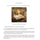 Page du Conte ancien du livre Là où murmurent les racines, présentant un texte poétique inspiré des mémoires végétales et du voyage d’Élinor.