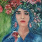 La dame aux fleurs – Carte de souhait