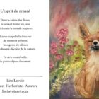 Toile originale renard paisible aux yeux fermés dans un jardin de fleurs roses L'Esprit du Renard Lise Lavoie Shefford Québec