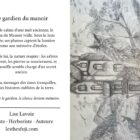 Carte de souhait 5x7 recto verso Le Gardien du Manoir dessin au graphite hibou et poème Lise Lavoie Shefford Québec