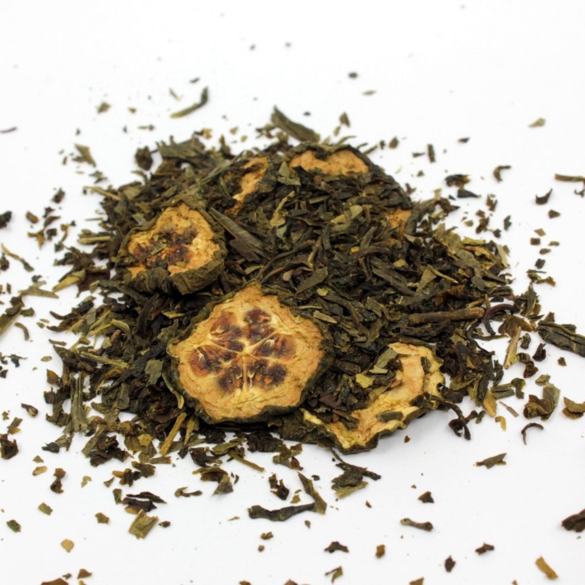 Thé vert Concombre et Melon — Les Thés Fuji Mélange de thé vert avec morceaux de concombre et arômes naturels de melon