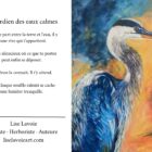 Carte de souhait 5x7 héron Le Gardien des Eaux Calmes peinture acrylique de Lise Lavoie Shefford Québec