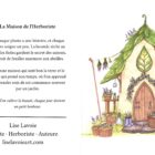 Carte de souhait 5x7 recto verso La Maison de l'Herboriste maison au toit de feuilles et poème Les Refuges Enchantés Lise Lavoie Shefford Québec Légende : La Maison de l'Herboriste – Carte de souhait recto verso | Lise Lavoie Art 💜